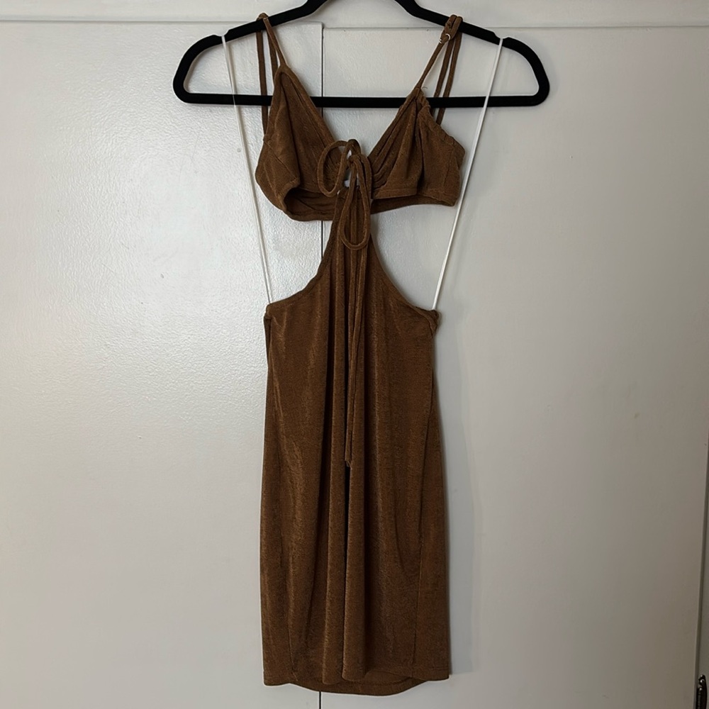 Princess Polly, mini dress, cutouts, brown, size 6, worn once
